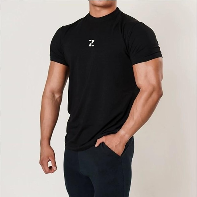 Sports & Outdoors Running, Jogging & Walking | korean version fitness short-sleeved mens tight elastic sports t-shirt summer equ