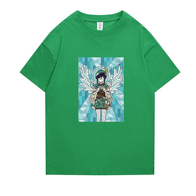 Toys & Hobbies Cosplay & Costumes | Inspired by Genshin Impact Venti T-shirt Cartoon 100% Polyester Anime Harajuku Graphic Kawai