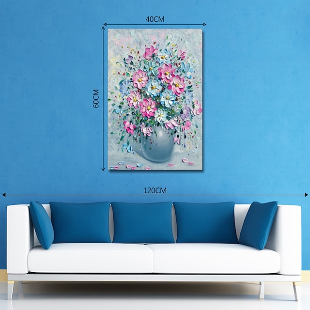 Home & Garden Wall Art | Oil Painting Hand Painted Vertical Abstract Floral / Botanical Modern Stretched Canvas - KC50716