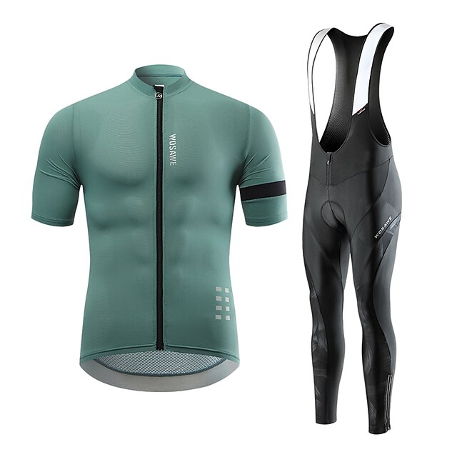 Sports & Outdoors Cycling | WOSAWE Mens Short Sleeve Cycling Jersey with Tights Road Bike Cycling Green Black Blue Black Bike Bi