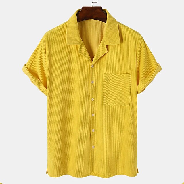 Mens Clothing Mens Shirts | Mens Shirt Solid Color Turndown Street Casual Button-Down Short Sleeve Tops Casual Fashion Breathabl