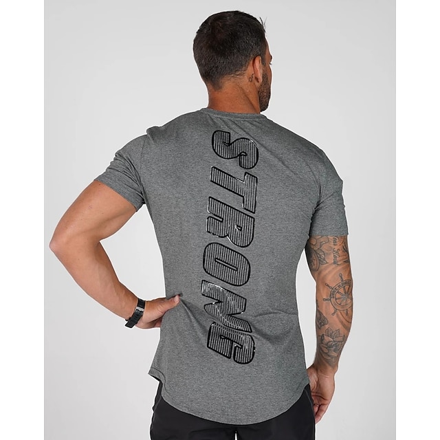 Sports & Outdoors Running, Jogging & Walking | Mens Running Shirt Tee Tshirt Top Athletic Athleisure Summer Spandex Breathable Q