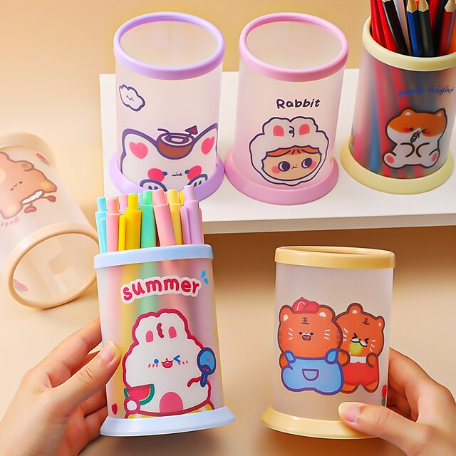 Consumer Electronics Stationery | Pen Pencil Holder Cup Cartoon Creative Multifunction Plastics for School Office Student - RL04