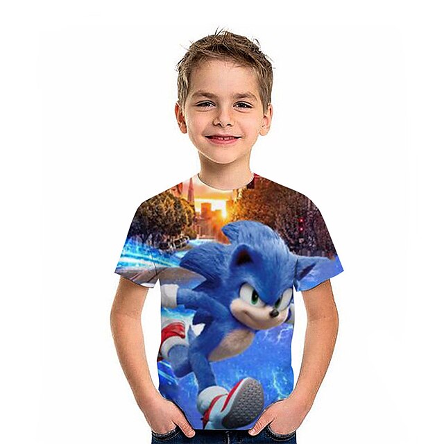 Baby & Kids Boys Clothing | Kids Boys T shirt Short Sleeve 3D Print Cartoon Blue Children Tops Spring Summer Active Fashion Dail