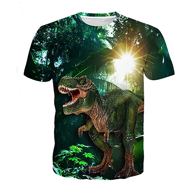 Baby & Kids Boys Clothing | Kids Boys T shirt Short Sleeve 3D Print Dinosaur Animal Green Children Tops Spring Summer Active Fas