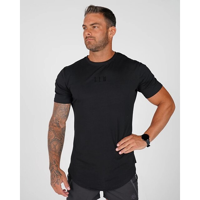 Sports & Outdoors Running, Jogging & Walking | Mens Running Shirt Tee Tshirt Top Athletic Athleisure Summer Spandex Breathable Q