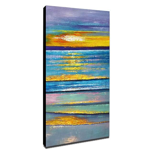 Home & Garden Wall Art | Oil Painting Hand Painted Vertical Abstract Landscape Contemporary Modern Rolled Canvas (No Frame) - QR