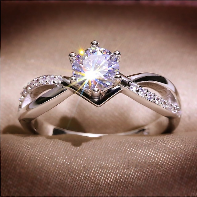  1個 指輪 For 女性用 キュービックジルコニア ホワイト 結婚式 記念日 誕生日 合金 クラシック
