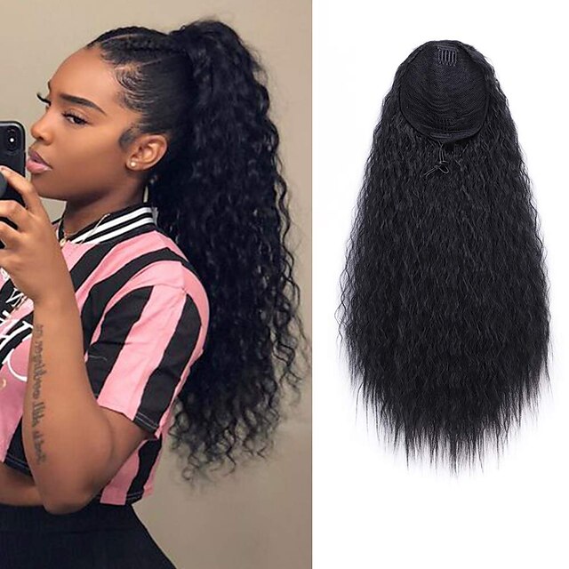 Beauty & Hair Wigs & Hair Pieces | Drawstring Ponytail Long Curly Drawstring Ponytail for Women 22 inch Clip in Wavy Natural Pon