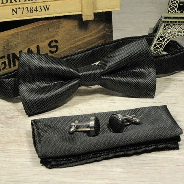 Men's Ties Bow Tie Pocket Square Cufflinks Sets Bow Tie Gift Box Work