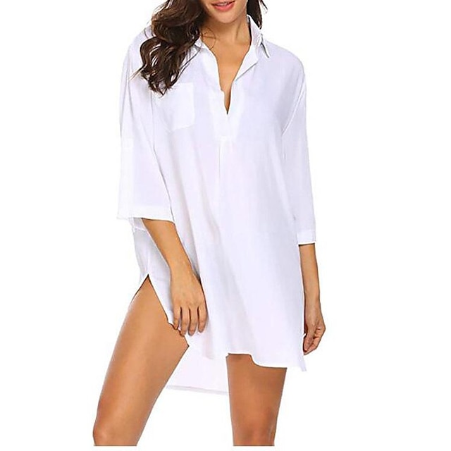  dámské plavky zahalit plážový top normální plavky hluboké v pro velká poprsí jednobarevná zelená bílá modrá fialová plavkysyy / plus size / plus size