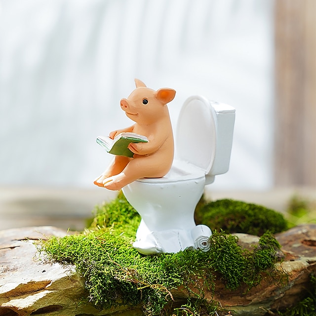 Home & Garden Home Decor | Small Animal Toilet Series Ornaments Decorative Objects Resin Modern Contemporary for Home Decoration