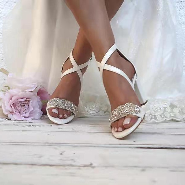  Femme Chaussures de mariage Sandales Cadeaux de Saint-Valentin Chaussures bling-bling Sandales à talons Soirée Sandales de mariage Chaussures de mariée Chaussures de demoiselle d'honneur Strass Talon