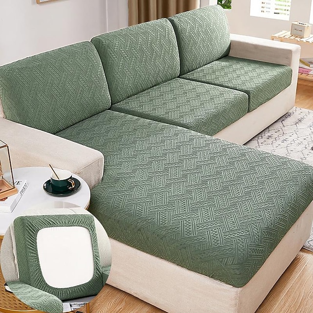  Stretch Sofa Seat Cushion Cover Slipcover Elastic Couch Armchair Loveseat 4 Or 3 Seater Grey Plain Solid Soft Durable Washable