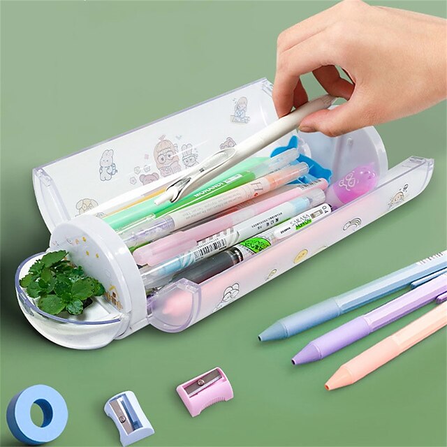 Consumer Electronics Stationery | Pencil Case Pen Pouch Marker Bag Waterproof Cute Creative Plastics for School Student Kids - V