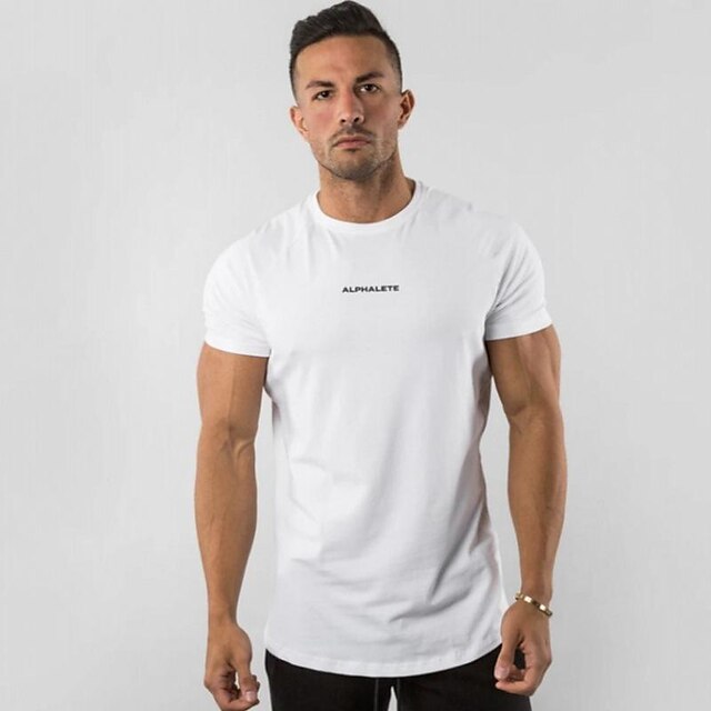 Sports & Outdoors Running, Jogging & Walking | muscle fitness sports casual slim short-sleeved t-shirt mens cotton summer and au