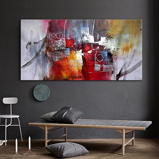 Home & Garden Wall Art | Oil Painting Hand Painted Horizontal Abstract Landscape Contemporary Modern Rolled Canvas (No Frame) - 