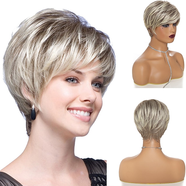 Beauty & Hair Wigs & Hair Pieces | Synthetic Short Blonde Wig Light Brown Bob Wigs For White Women Heat Resistant Fiber Daily Us