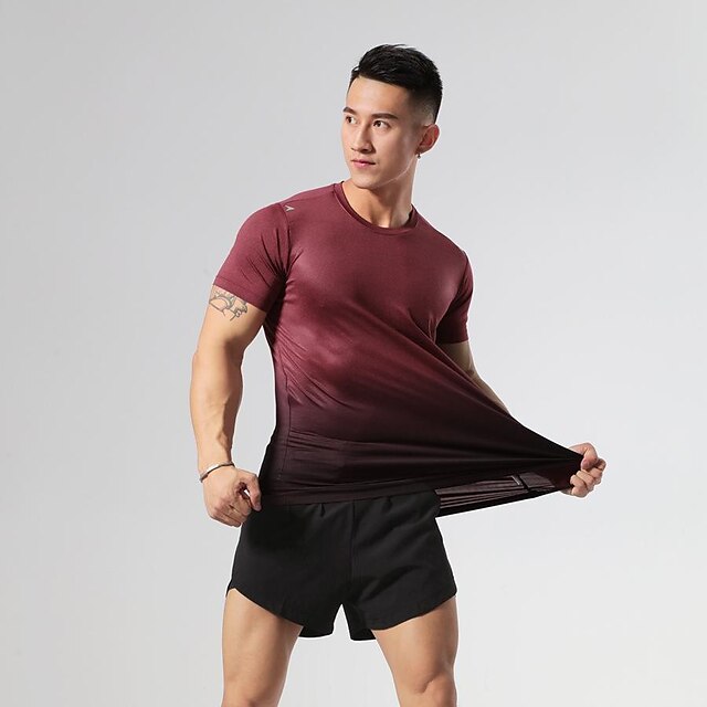  2022 neues Fitness T-Shirt schweißabsorbierende atmungsaktive elastische Sport schnell trocknende Bekleidung Fitness Freizeit Sport Kurzarm 1 Stück