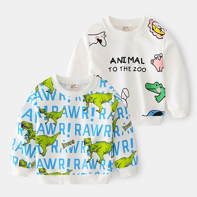 Baby & Kids Boys Clothing | Kids Boys Sweatshirt Long Sleeve Cartoon Dinosaur Letter Blue White Children Tops Fall Winter Active