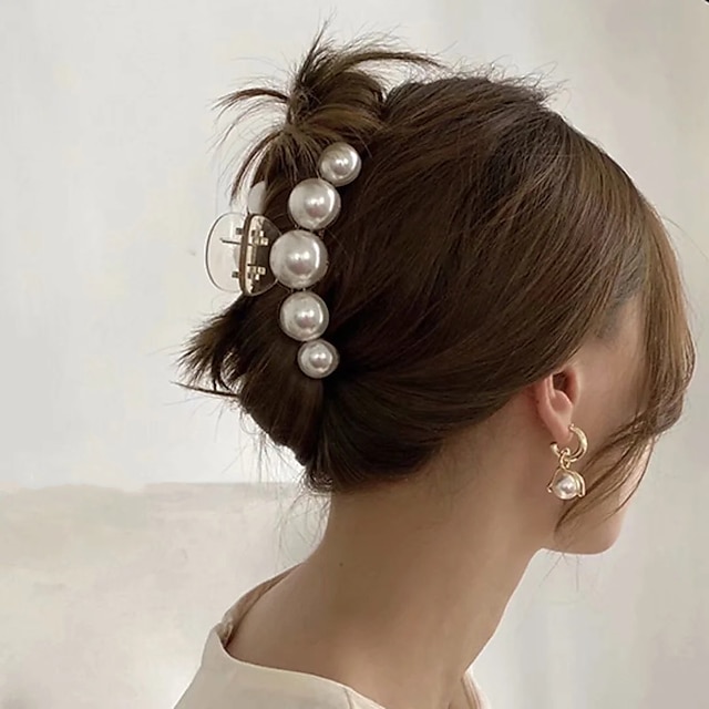  1pç Mulheres Molas Grampo de cabelo de garra de cabelo Para Rua Presente Feriado cabeça Feito à mão Plástico Branco Preto