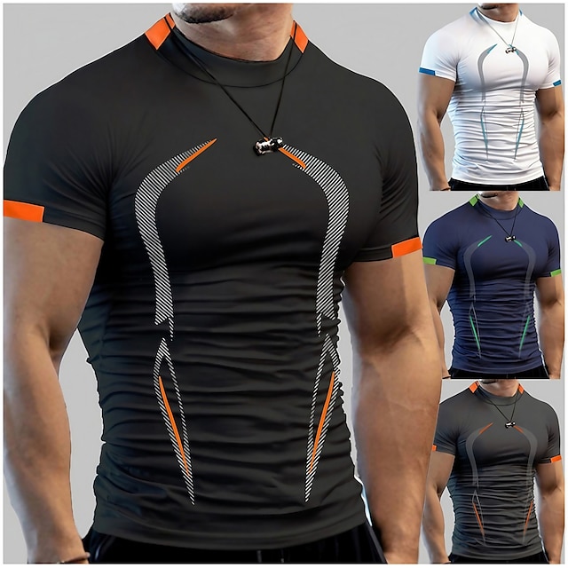  Hombre Camiseta Camisas que absorben la humedad Plano Escote Redondo Deportes Aptitud física Manga Corta Ropa Músculo Ropa Deportiva Cómodo De Deporte