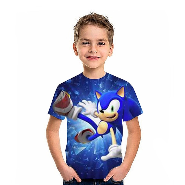 Baby & Kids Boys Clothing | Kids Boys T shirt Sonic Short Sleeve 3D Print Cartoon Blue Children Tops Spring Summer Active Fashio