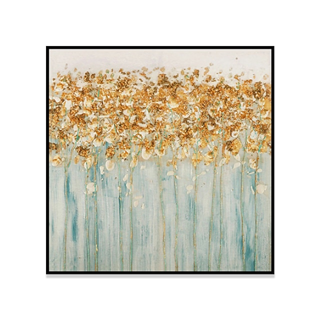 Home & Garden Wall Art | Handmade Oil Painting Canvas Wall Art Decoration Modern Golden Flower for Home Decor Rolled Frameless U