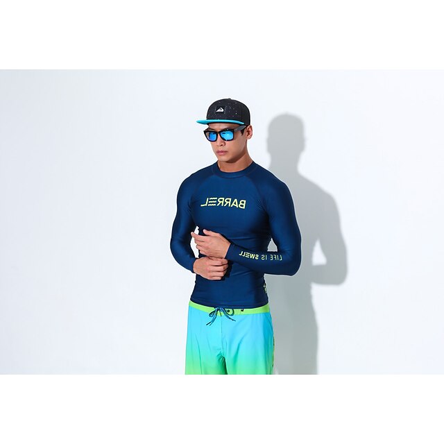 Sports & Outdoors Surfing, Diving & Snorkeling | Mens Rash Guard UPF50+ Breathable Quick Dry Long Sleeve Sun Shirt Swim Shirt Sw