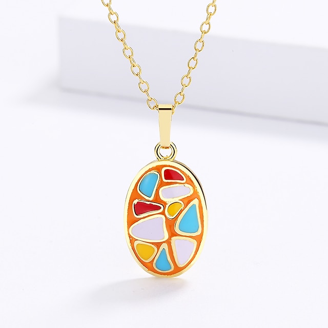 Shoes & Bags Fashion Accessories | 1pc Pendant Necklace For Womens Christmas Anniversary Party Evening Brass Color Block Joy - L