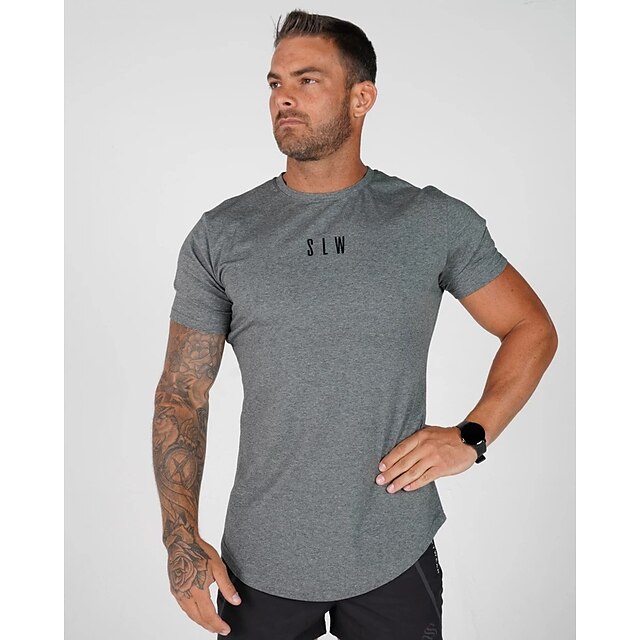 Sports & Outdoors Running, Jogging & Walking | Mens Running Shirt Tee Tshirt Top Athletic Athleisure Summer Spandex Breathable Q