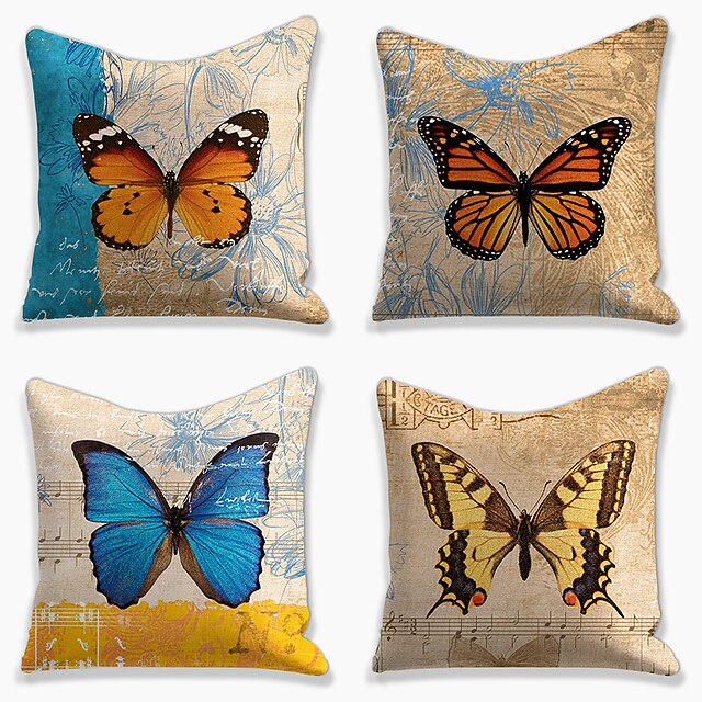 Home & Garden Home Decor | Butterfly Double Side Cushion Cover 4PC Soft Decorative Square Throw Pillow Cover Cushion Case Pillow