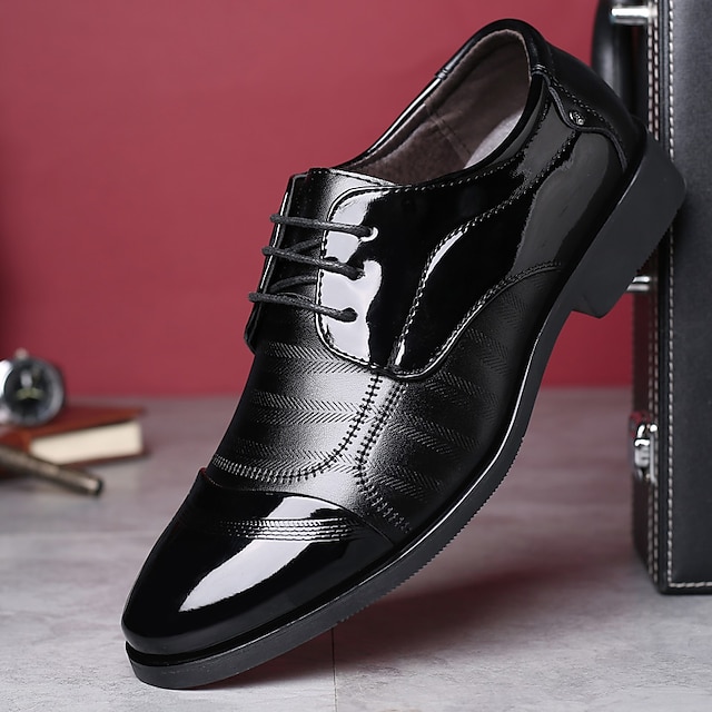 Shoes & Bags Mens Shoes | Mens Oxfords Classic British Daily Office & Career PU Booties / Ankle Boots Black Fall Spring - CT5758