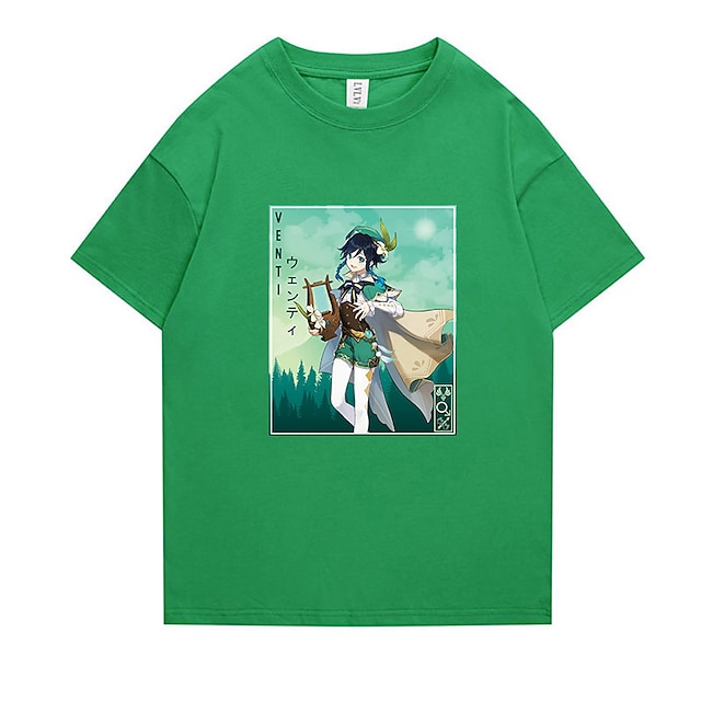 Toys & Hobbies Cosplay & Costumes | Inspired by Genshin Impact Venti T-shirt Cartoon 100% Polyester Anime Harajuku Graphic Kawai