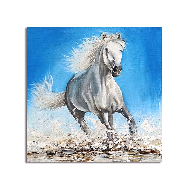 Home & Garden Wall Art | Oil Painting 100% Handmade Hand Painted Wall Art On Canvas Square White Horse Animals Modern Home Decor