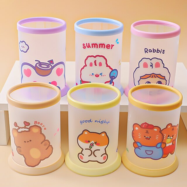 Consumer Electronics Stationery | Pen Pencil Holder Cup Cartoon Creative Multifunction Plastics for School Office Student - RL04