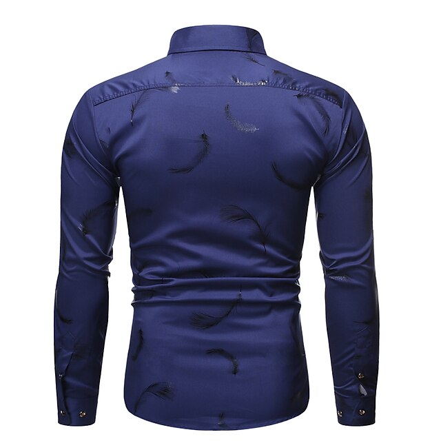 Mens Clothing Mens Shirts | Mens Shirt Feather Turndown Street Casual Button-Down Bronzing Long Sleeve Tops Casual Fashion Stree