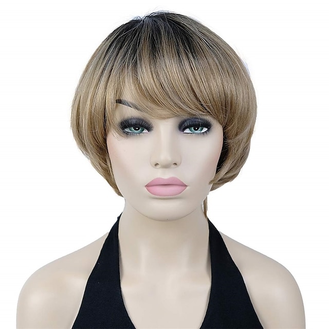 Beauty & Hair Wigs & Hair Pieces | Straight Short Bob Hair Ombre Hair Cute Central Heat Resistant Synthetic Wigs - AI24575