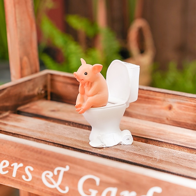 Home & Garden Home Decor | Small Animal Toilet Series Ornaments Decorative Objects Resin Modern Contemporary for Home Decoration