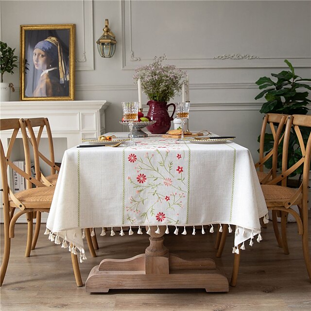 Dining Table Cover Cotton Cloth Linen Tablecloth Wedding Home Decor 140*200cm AU 