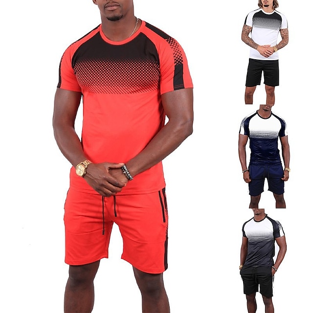 Sports & Outdoors Running, Jogging & Walking | Mens 2 Piece Tracksuit Sweatsuit Casual Athleisure 2pcs Summer High Waist Breatha