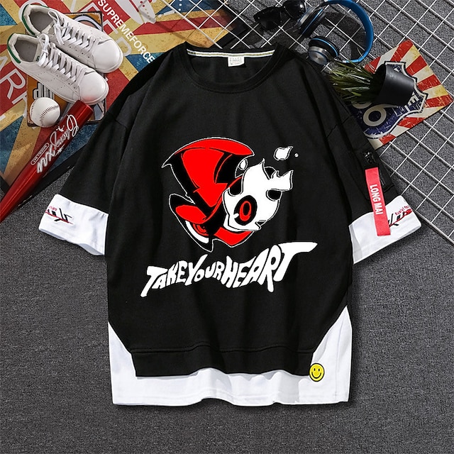 Toys & Hobbies Cosplay & Costumes | Inspired by Persona 5 Joker T-shirt Cartoon 100% Polyester Anime Fake two piece Harajuku Str