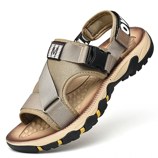 Men's Sandals Leather Sandals Beach Slippers Outdoor Hiking Sandals Sports Sandals Casual Beach Outdoor Daily Canvas Breathable Buckle Black Brown Khaki Summer Spring 12