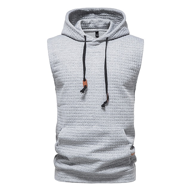 Mens Clothing Mens Hoodies & Sweatshirts | Mens Hooded Sweatshirt Sleeveless Solid Color Knitted Hoodie Pullover Vest - UD49152