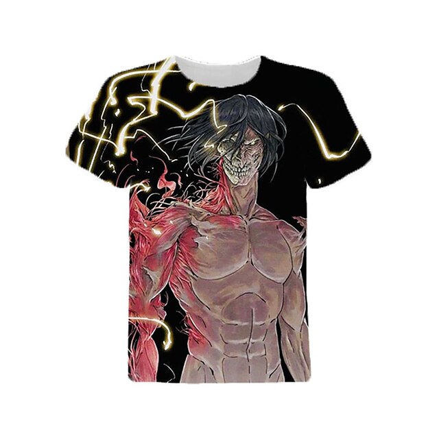 Baby & Kids Boys Clothing | Kids Boys T shirt Attack on Titan Short Sleeve 3D Print Anime Black Children Tops Spring Summer Acti