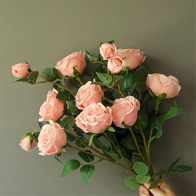 Home & Garden Home Decor | Artificial Flower Retro Tabletop Flower 3 Head Rose - FA18487