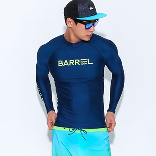 Sports & Outdoors Surfing, Diving & Snorkeling | Mens Rash Guard UPF50+ Breathable Quick Dry Long Sleeve Sun Shirt Swim Shirt Sw