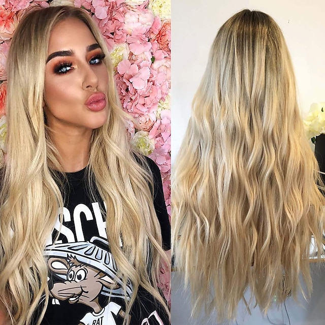 Beauty & Hair Wigs & Hair Pieces | Blonde Wigs for Women Long Curly Wavy Hair Wig with Realistic Hairline Soft Natural Looking S