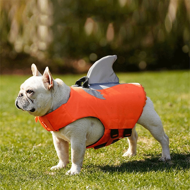  hunderedningsvest haj, ripstop hunderedningsveste med redningshåndtag til små mellemstore og store hunde, kæledyrssikkerhedsbadedragtbeskytter til swimmingpool strandbåd