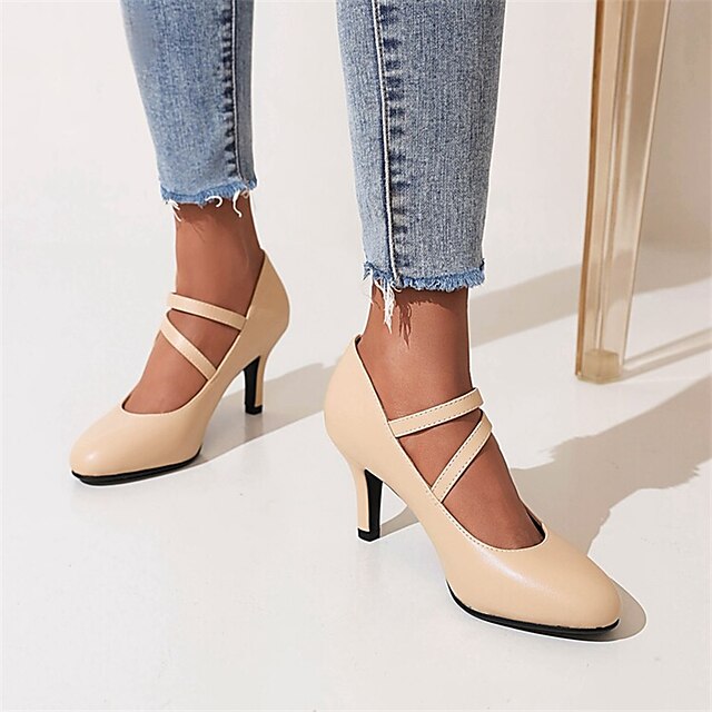 Shoes & Bags Womens Shoes | Womens Heels Bowknot Stiletto Heel Round Toe Minimalism Daily Sheepskin Buckle Summer Solid Colored 